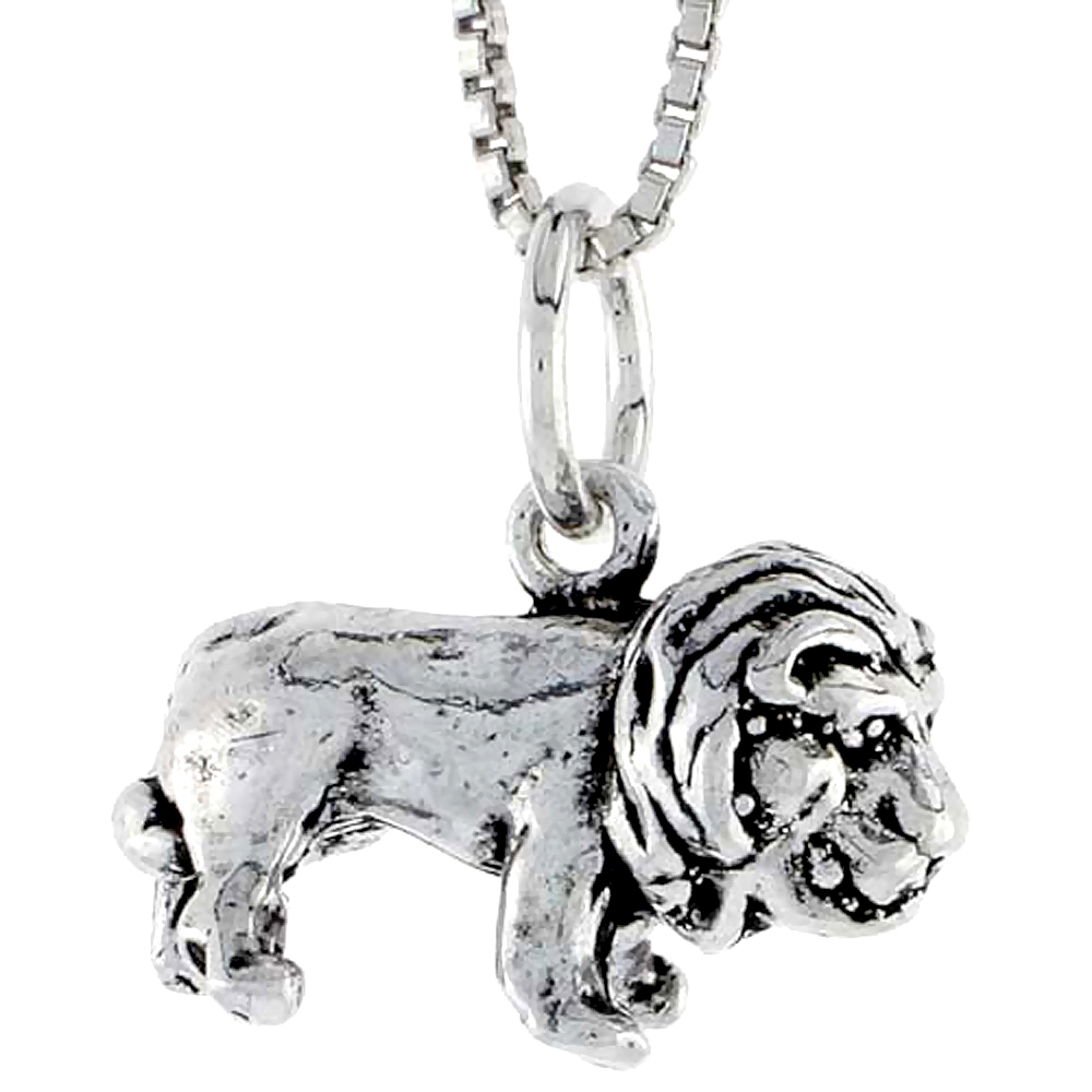 Sterling Silver Lion Charm 3/4 inch wide
