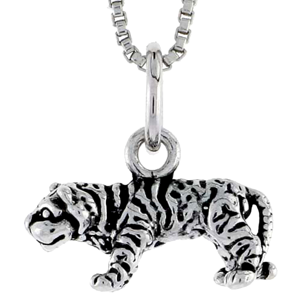 Sterling Silver Tiger Charm 1/2 inch wide