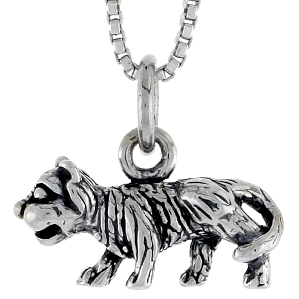 Sterling Silver Tiger Charm 5/8 inch wide