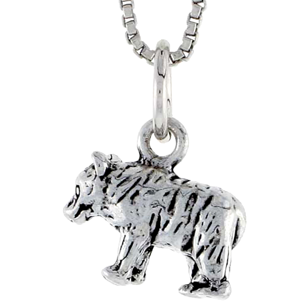 Sterling Silver Bear Charm 1/2 inch wide