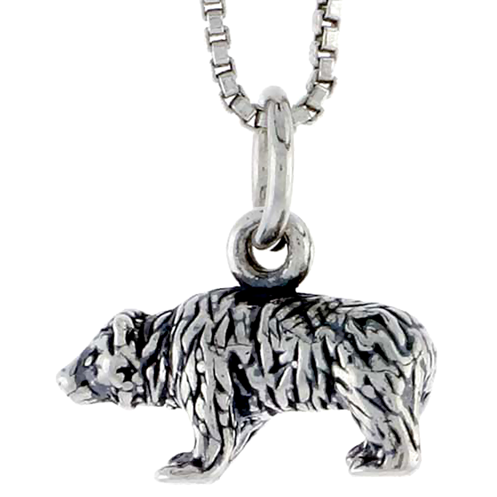 Sterling Silver Bear Charm 1/2 inch wide