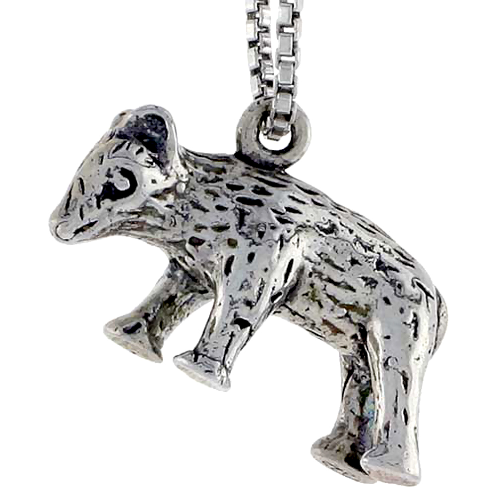 Sterling Silver Bear Charm 3/4 inch wide