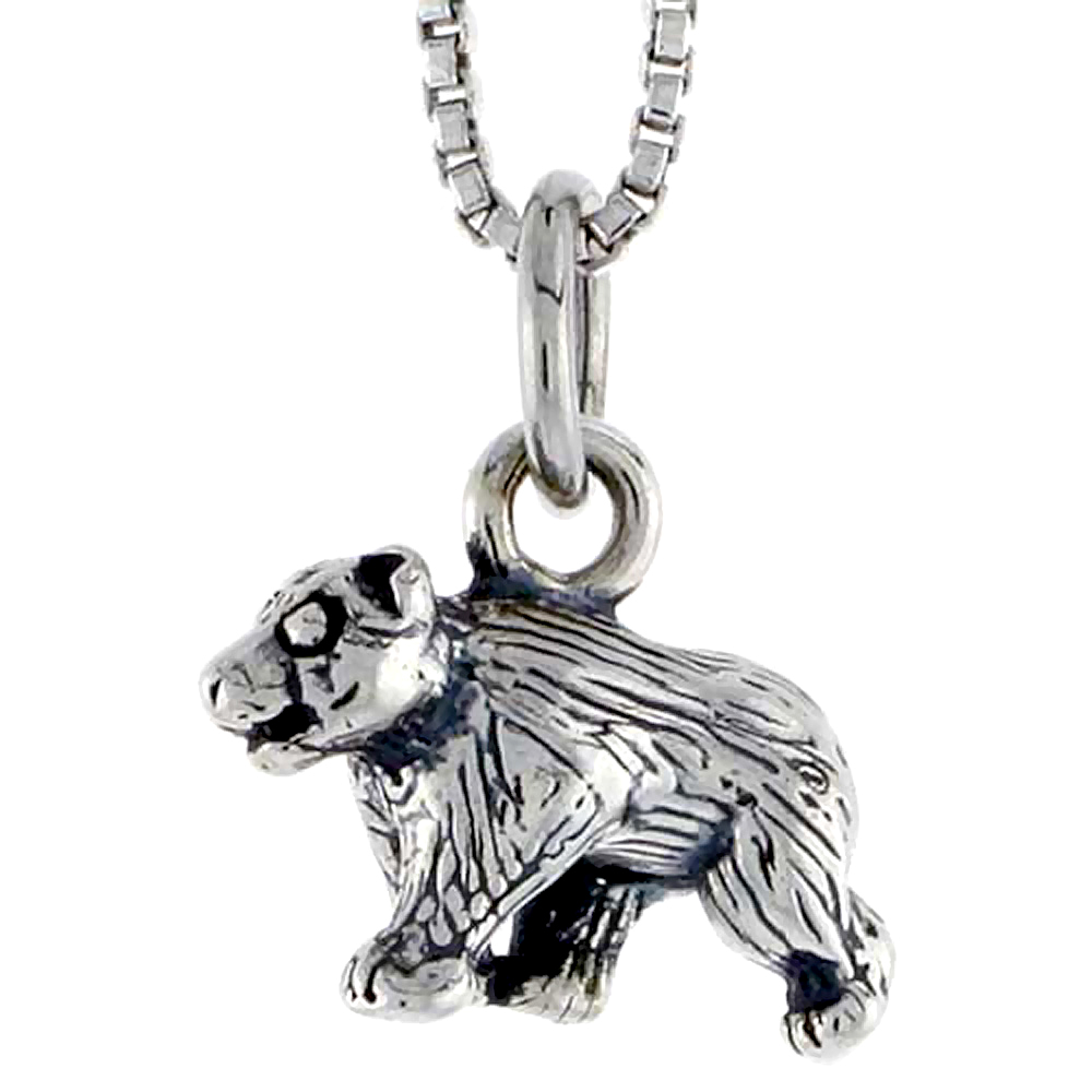 Sterling Silver Bear Charm 1/2 inch wide