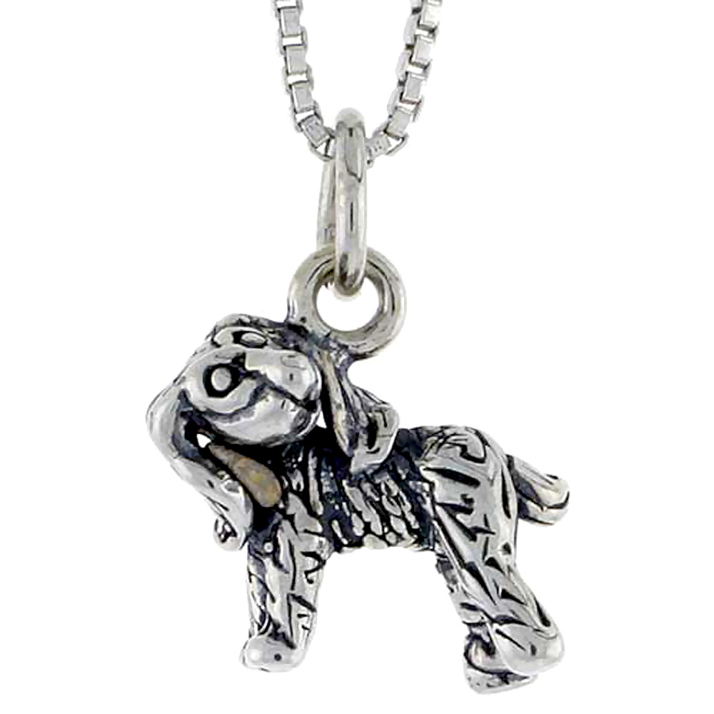 Sterling Silver Field Spaniel Dog Charm 1/2 inch wide
