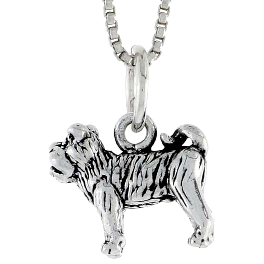 Sterling Silver Bulldog Charm 1/2" wide