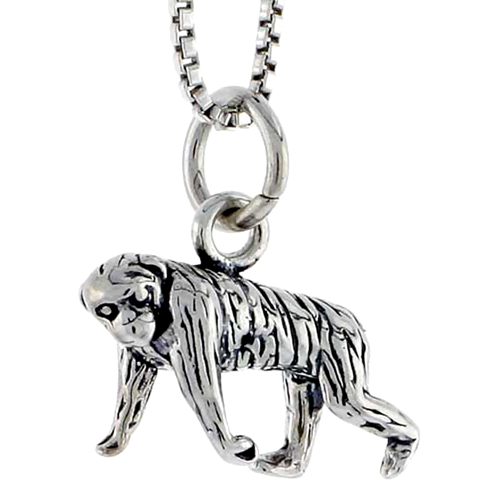 Sterling Silver chimpanzee Charm 5/8 inch wide