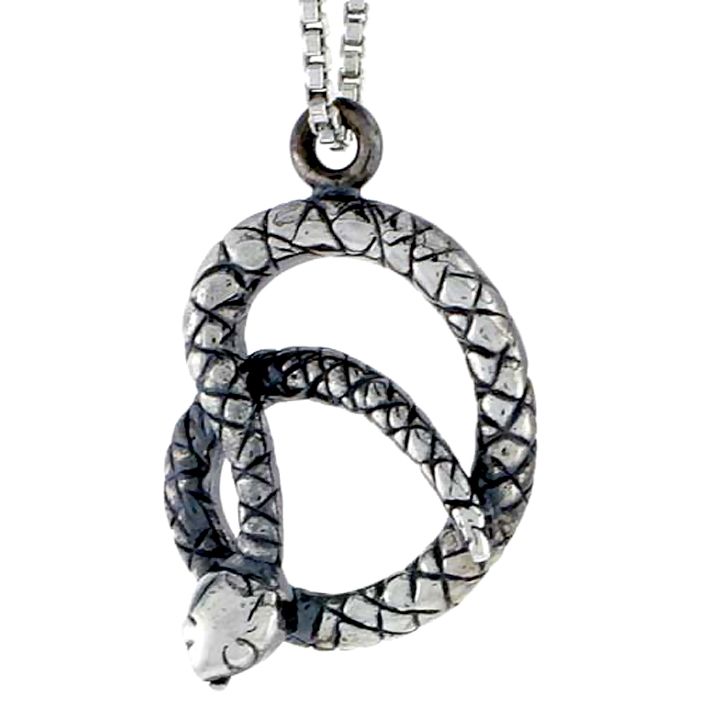 Sterling Silver King Cobra Charm 3/4 inch tall