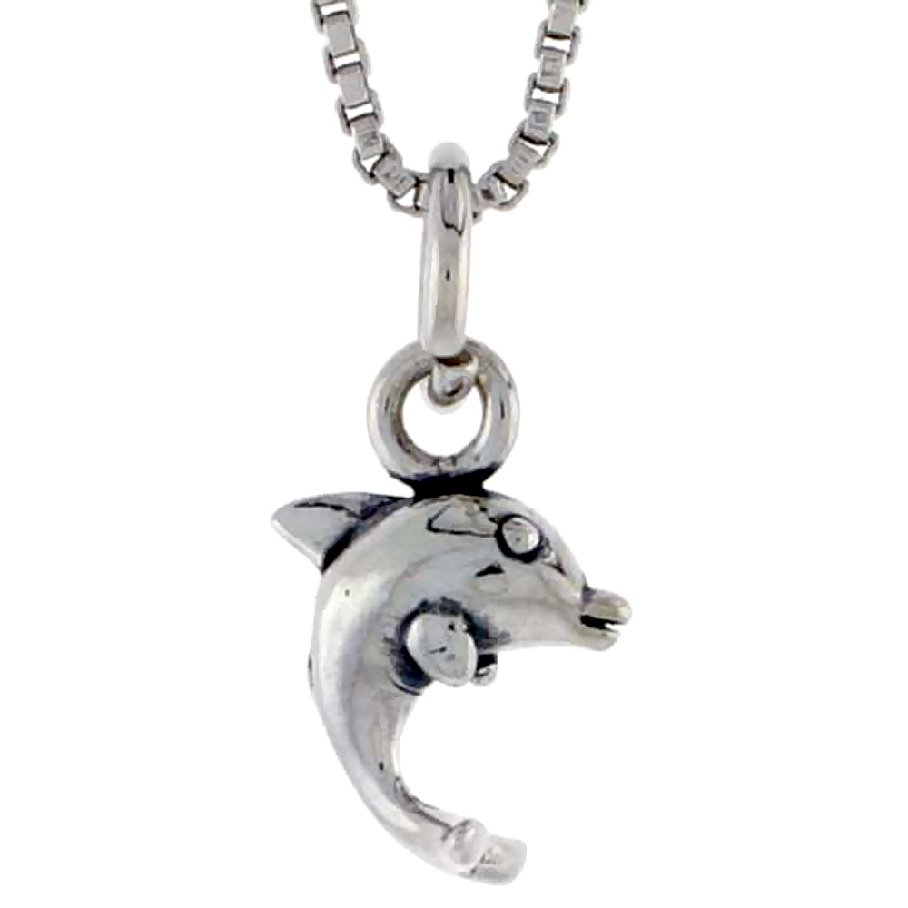 Sterling Silver Jumping Dolphin Charm 5/16 inch tall