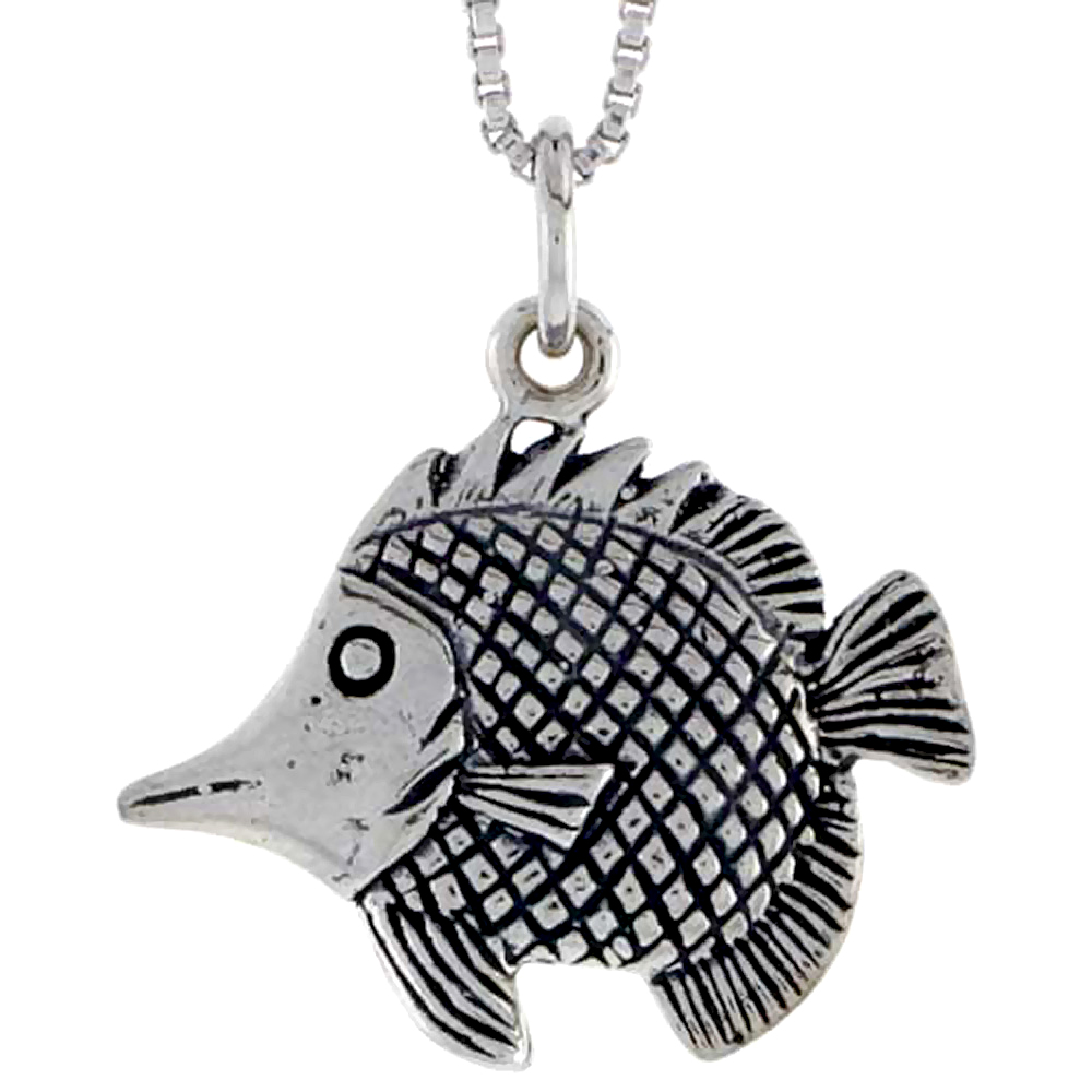 Sterling Silver Spine-rayed Fish Charm 3/4 inch tall