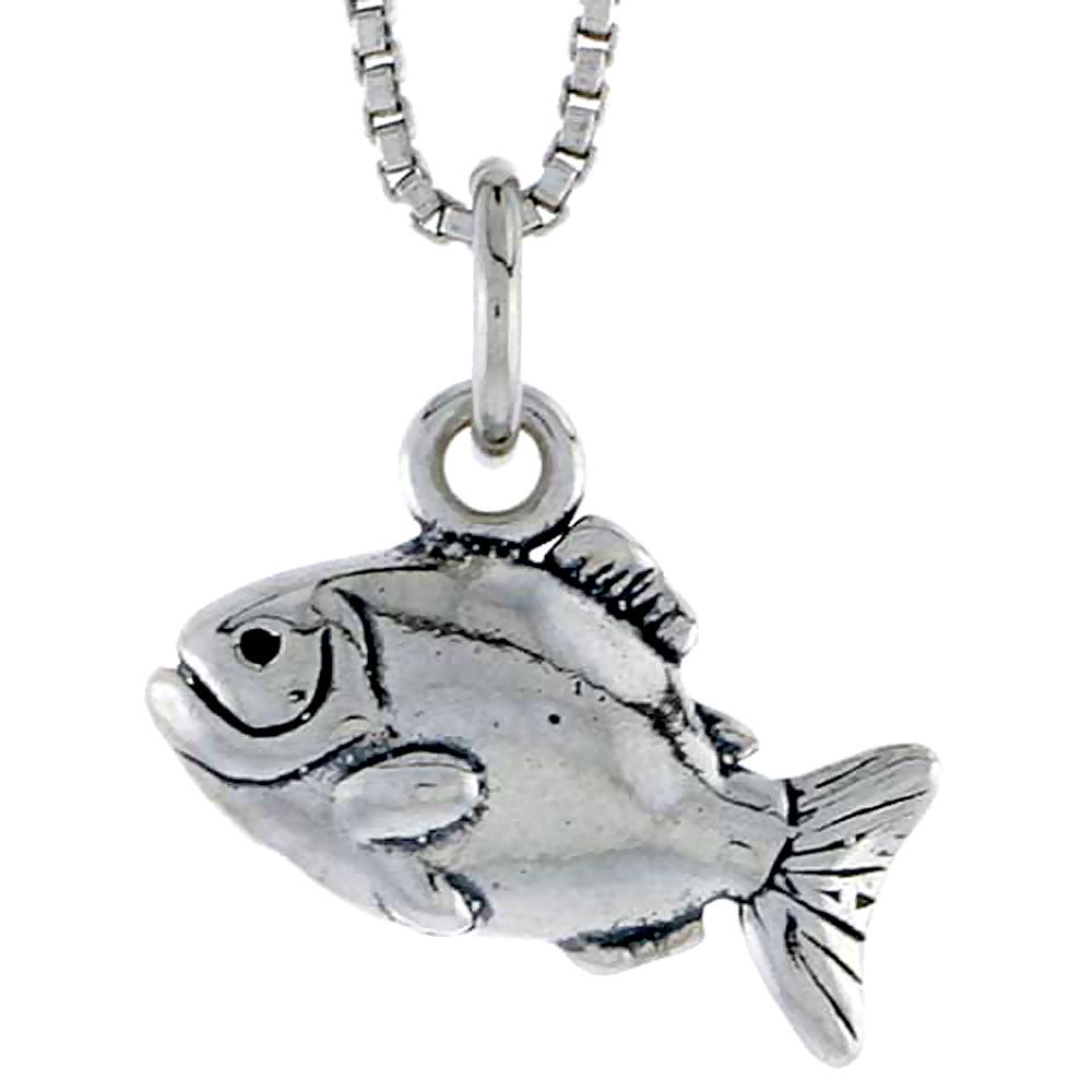 Sterling Silver Piranha Charm 3/8 inch tall