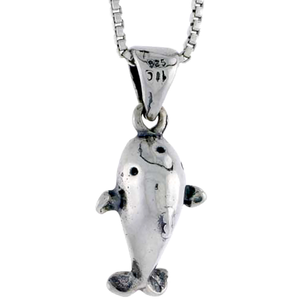 Sterling Silver Molar Fish Charm 1/2 inch tall