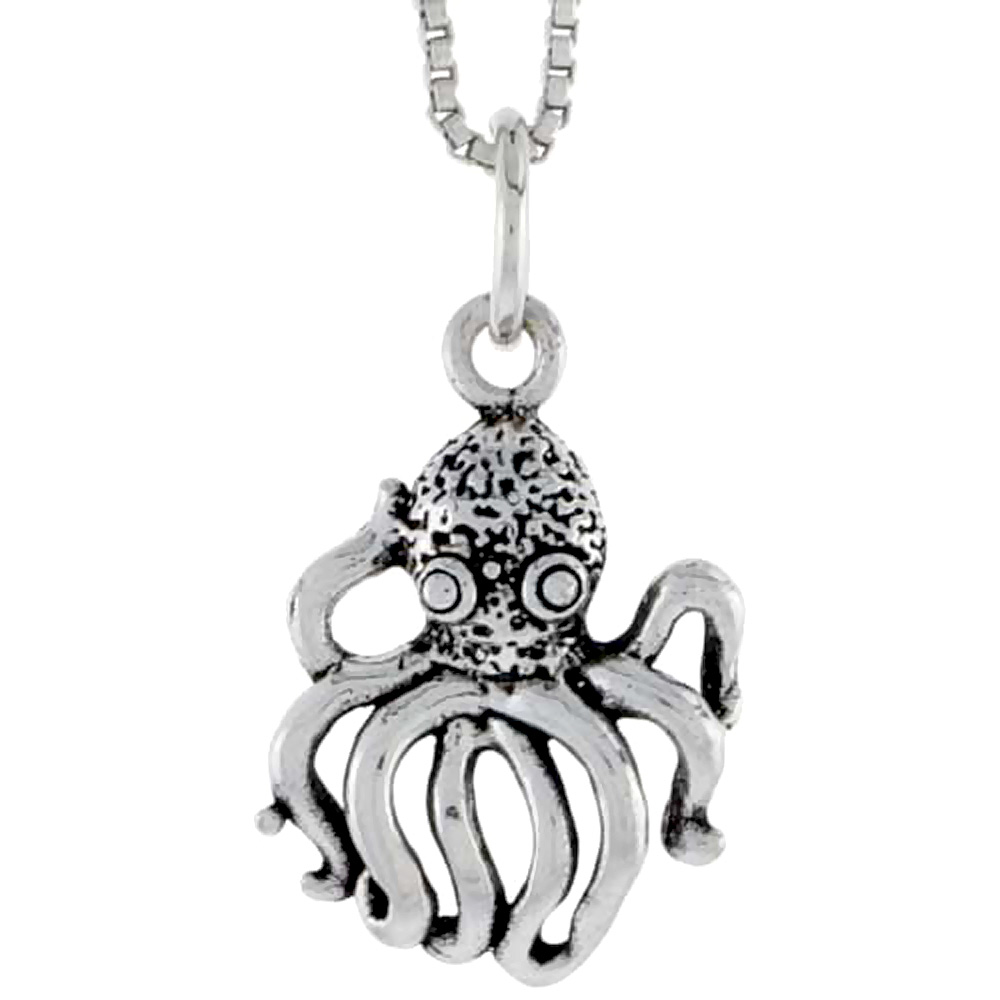 Sterling Silver Octopus Charm 3/4 inch tall