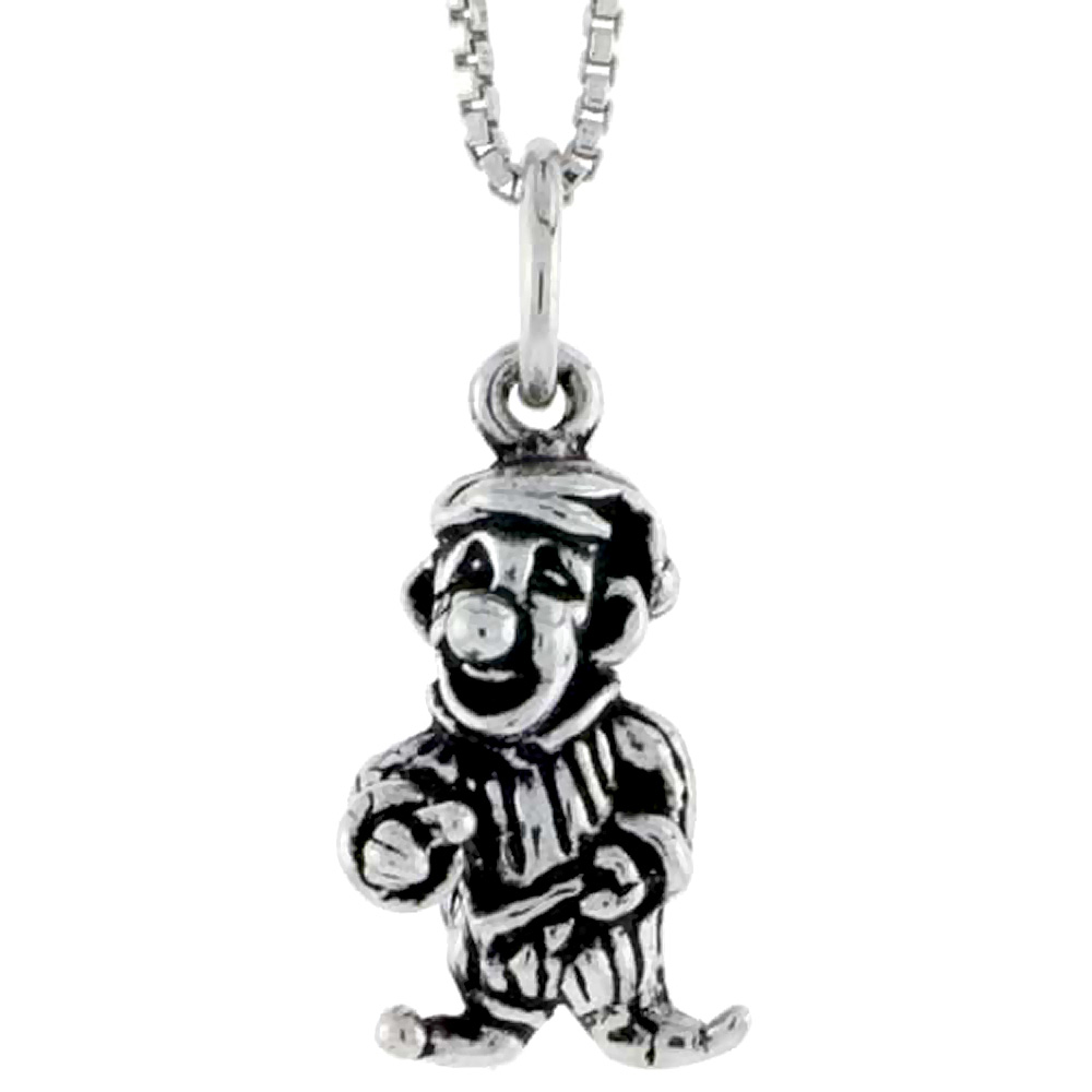 Sterling Silver Clown Charm 5/8 inch tall