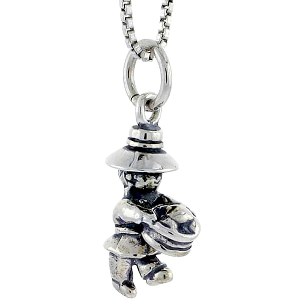 Sterling Silver Farmer Charm 5/8 inch tall