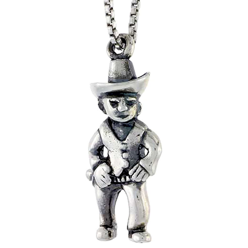 Sterling Silver Cowboy Charm 3/4 inch tall