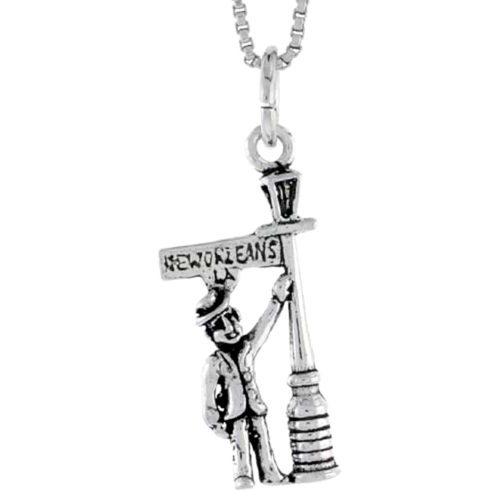 Sterling Silver Man Leaning in New Orleans Light Post Charm 7/8 inch tall