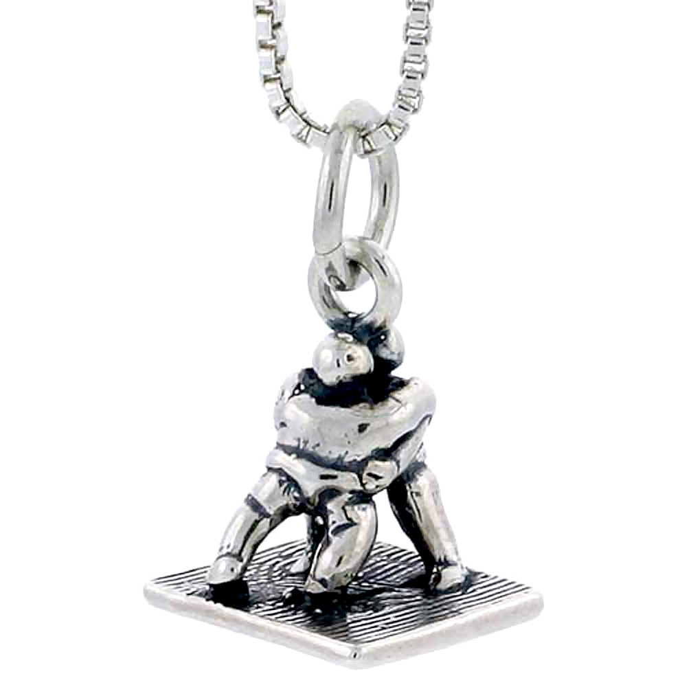 Sterling Silver Wrestling Match Charm 1/2 inch tall