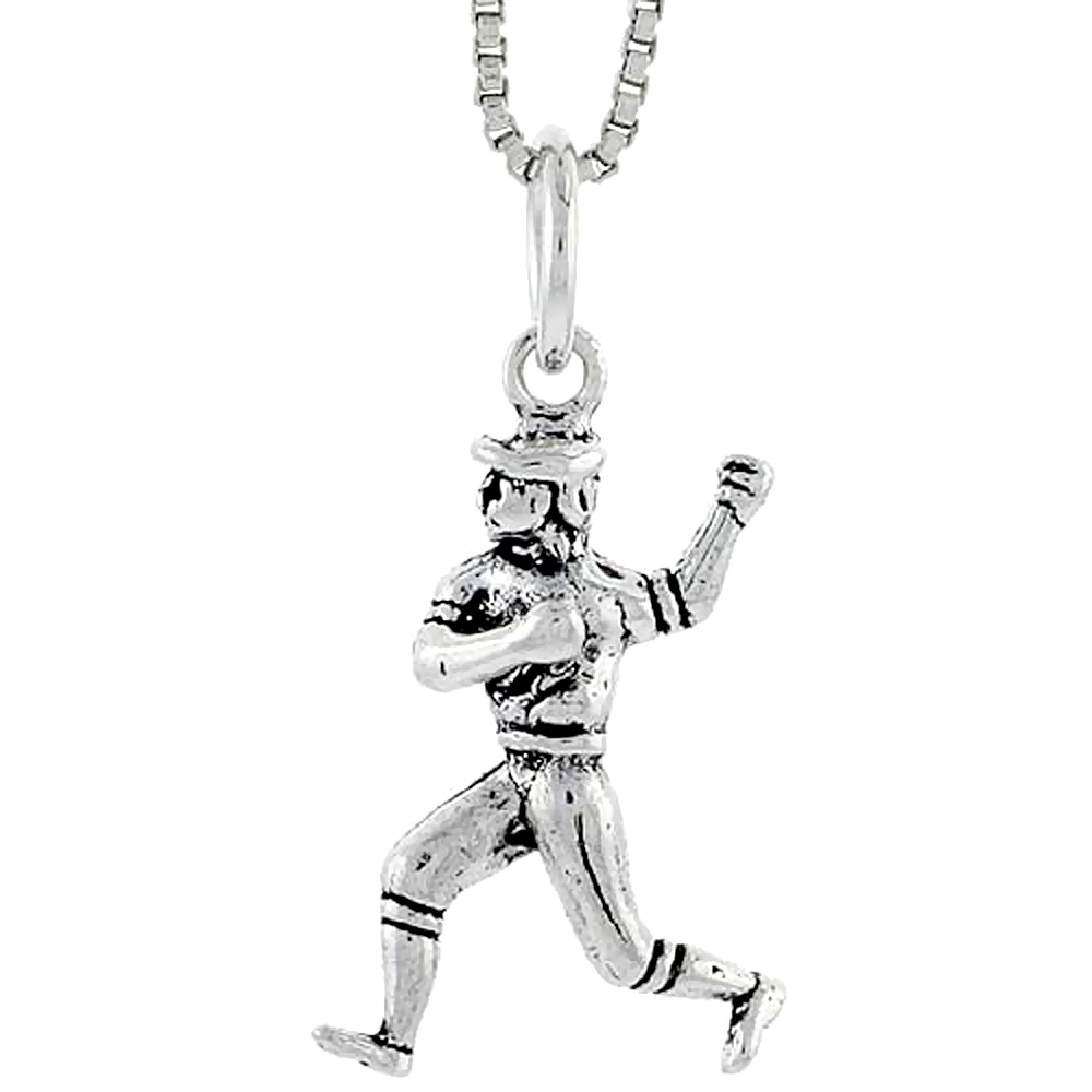 Sterling Silver Baseball Player Charm 3/4 inch tall