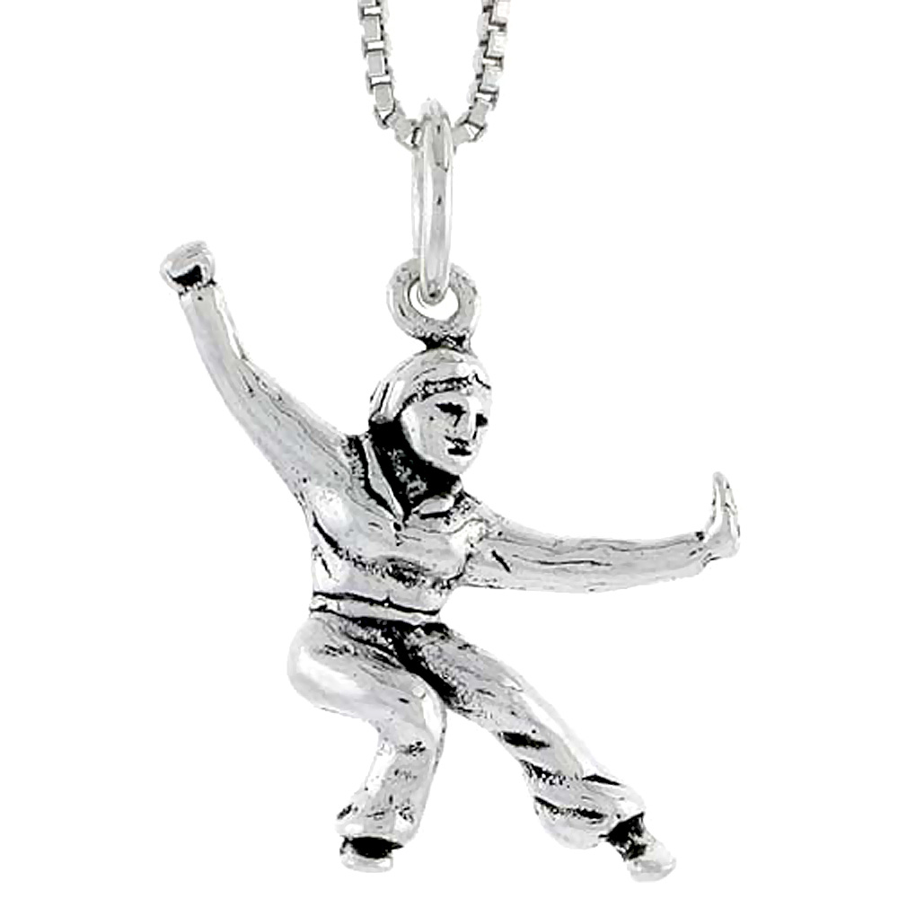 Sterling Silver Kung Fu Exhibitionist Charm 7/8 inch tall