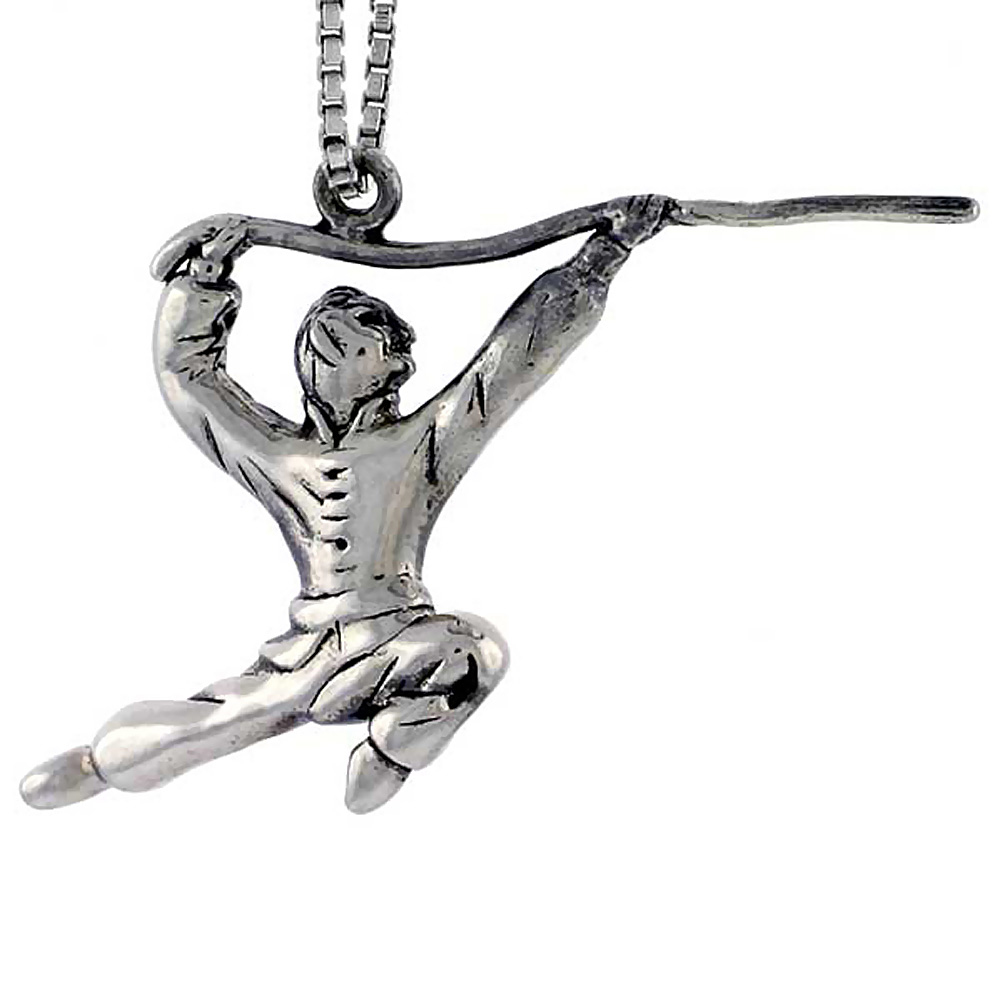 Sterling Silver Kung Fu Exhibitionist Charm 7/8 inch tall