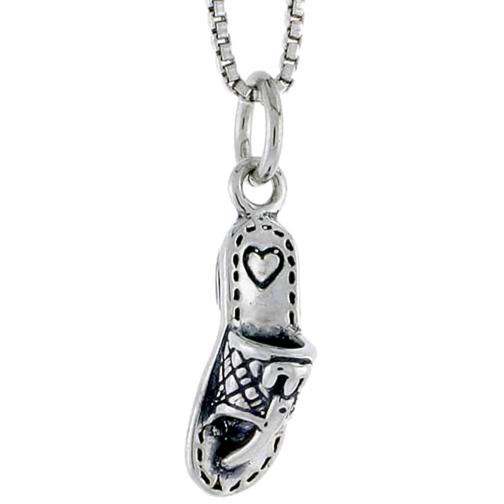 Sterling Silver Slipper Charm 5/8 inch tall