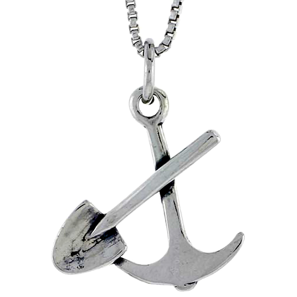 Sterling Silver Pick & Shovel Charm 5/8 inch tall