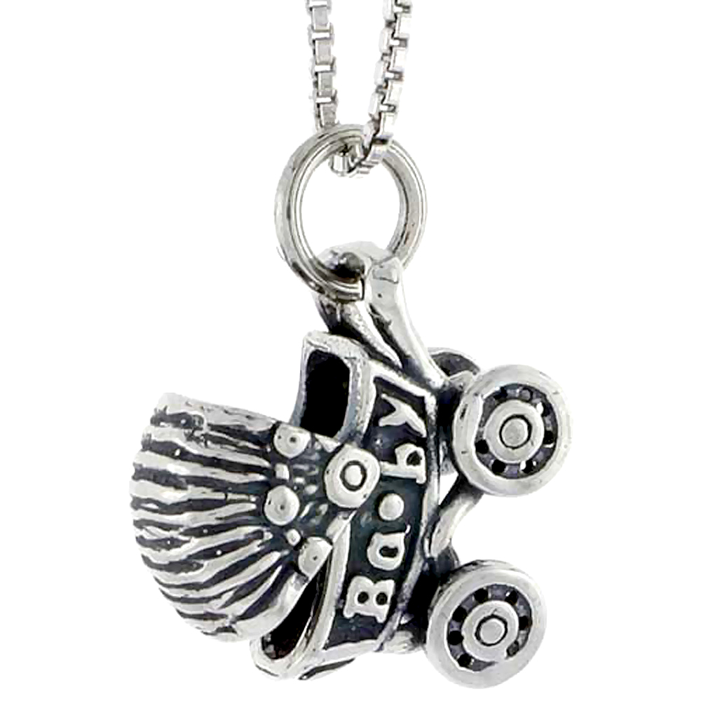 Sterling Silver Carriage Stroller Charm 5/8 inch tall