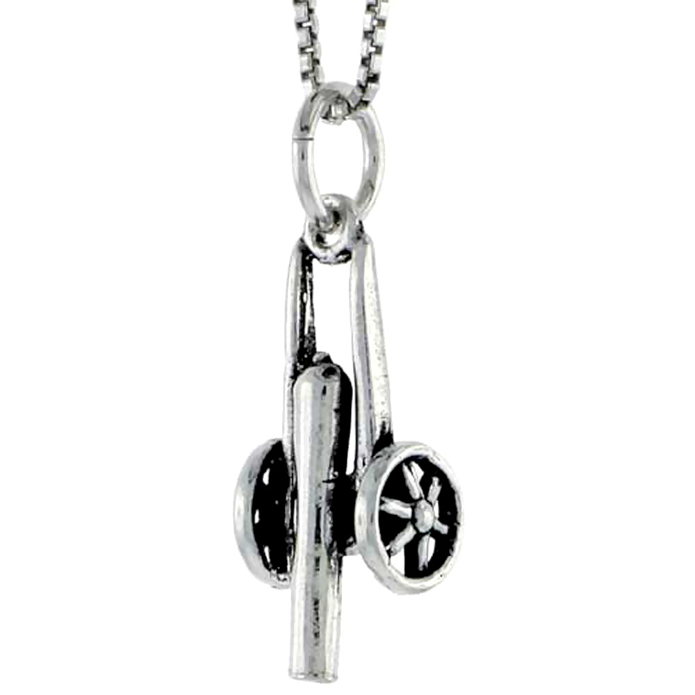 Sterling Silver Howitzer Charm 3/4 inch tall