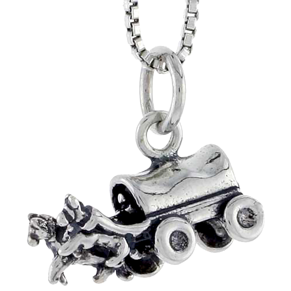 Sterling Silver Western Covered Wagon Charm 5/16 inch tall