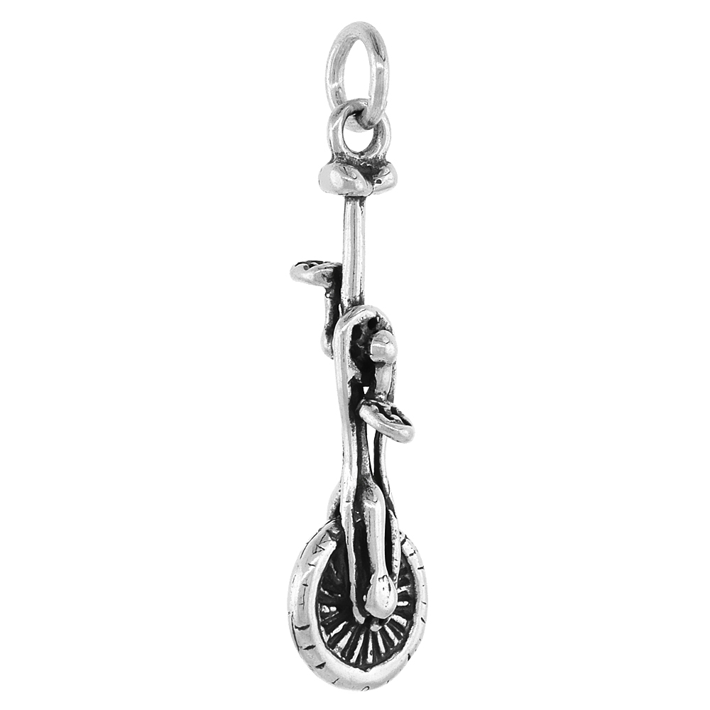 Sterling Silver Unicycle Charm 1 1/4 inch tall
