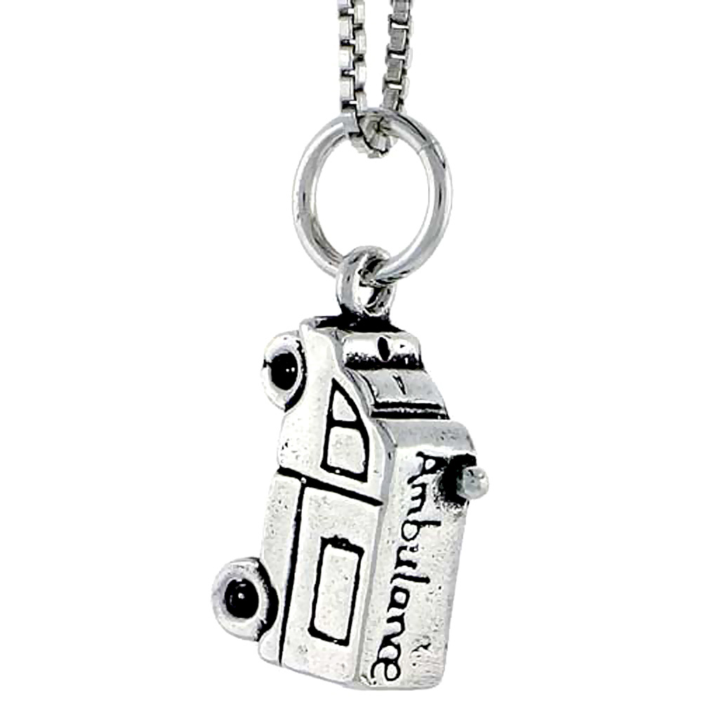 Sterling Silver Ambulance Charm 1/2 inch tall