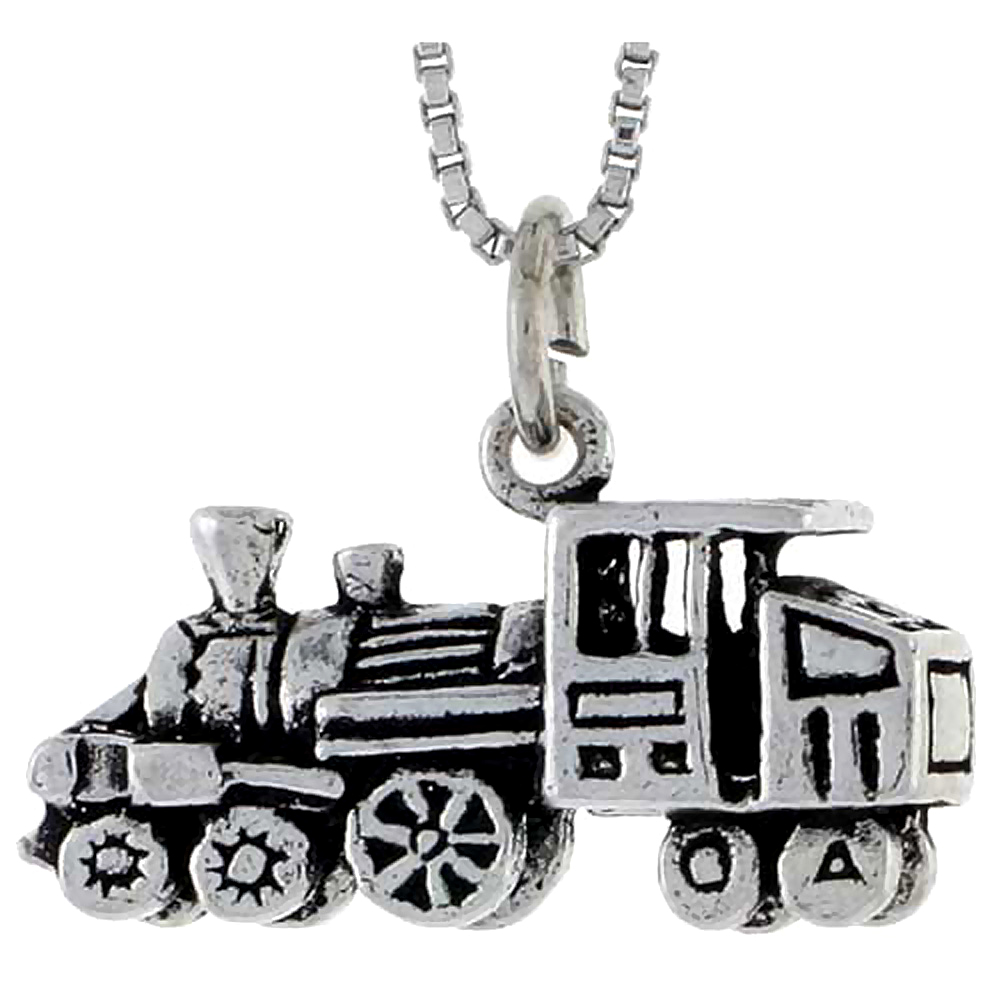 Sterling Silver Early Locomotive Charm 1/2 inch tall