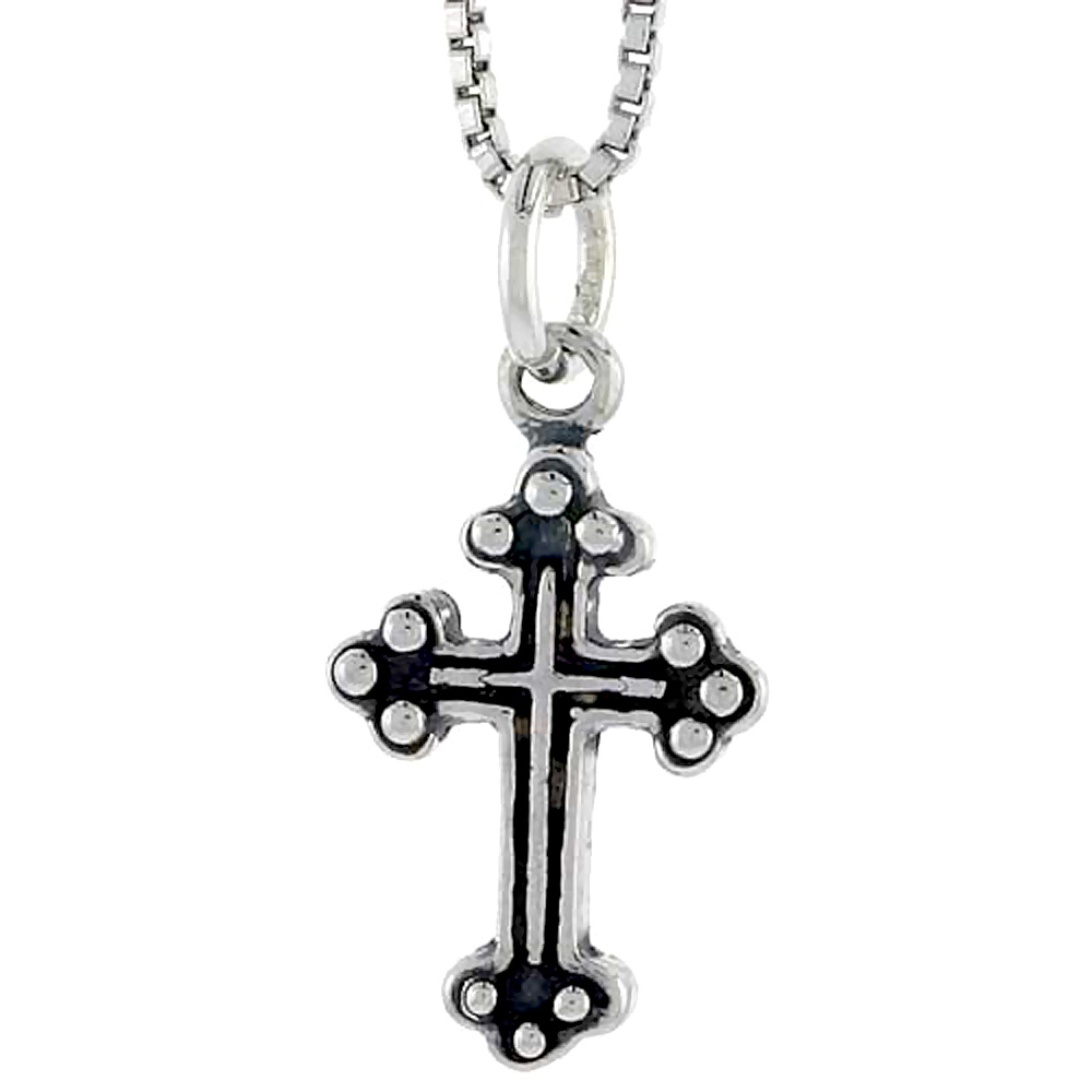 Sterling Silver Gyronny Cross Charm 5/8 inch tall