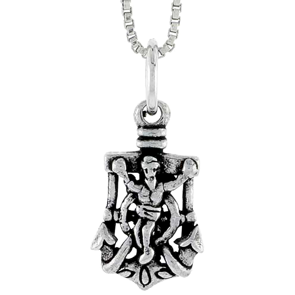 Sterling Silver Anchor Cross Charm 1/2 inch tall