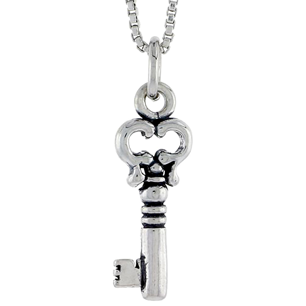 Sterling Silver Key Charm 3/4 inch tall