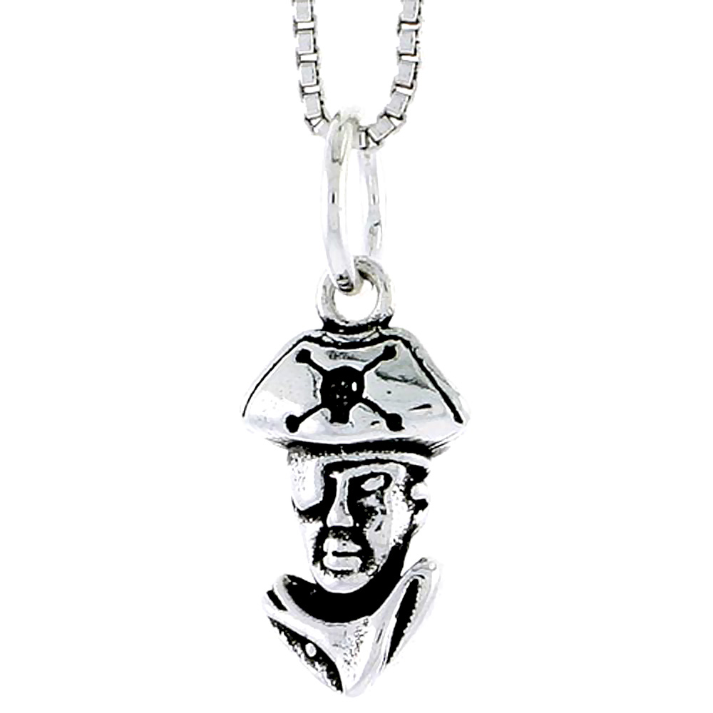 Sterling Silver Pirate Charm 1/2 inch tall
