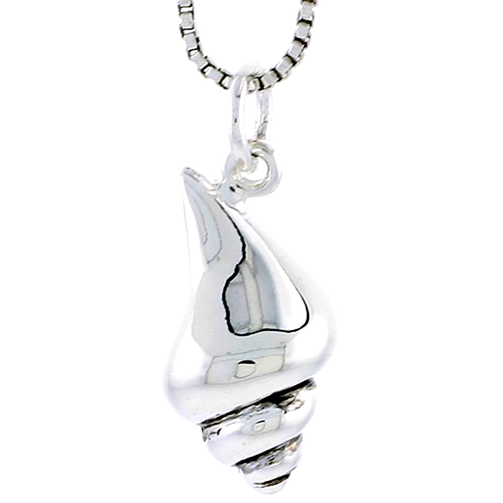 Sterling Silver Sea Snail Shell Charm 3/4 inch tall