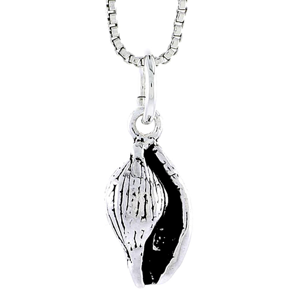 Sterling Silver Marine Cowry Snail Shell Charm 1/2 inch tall