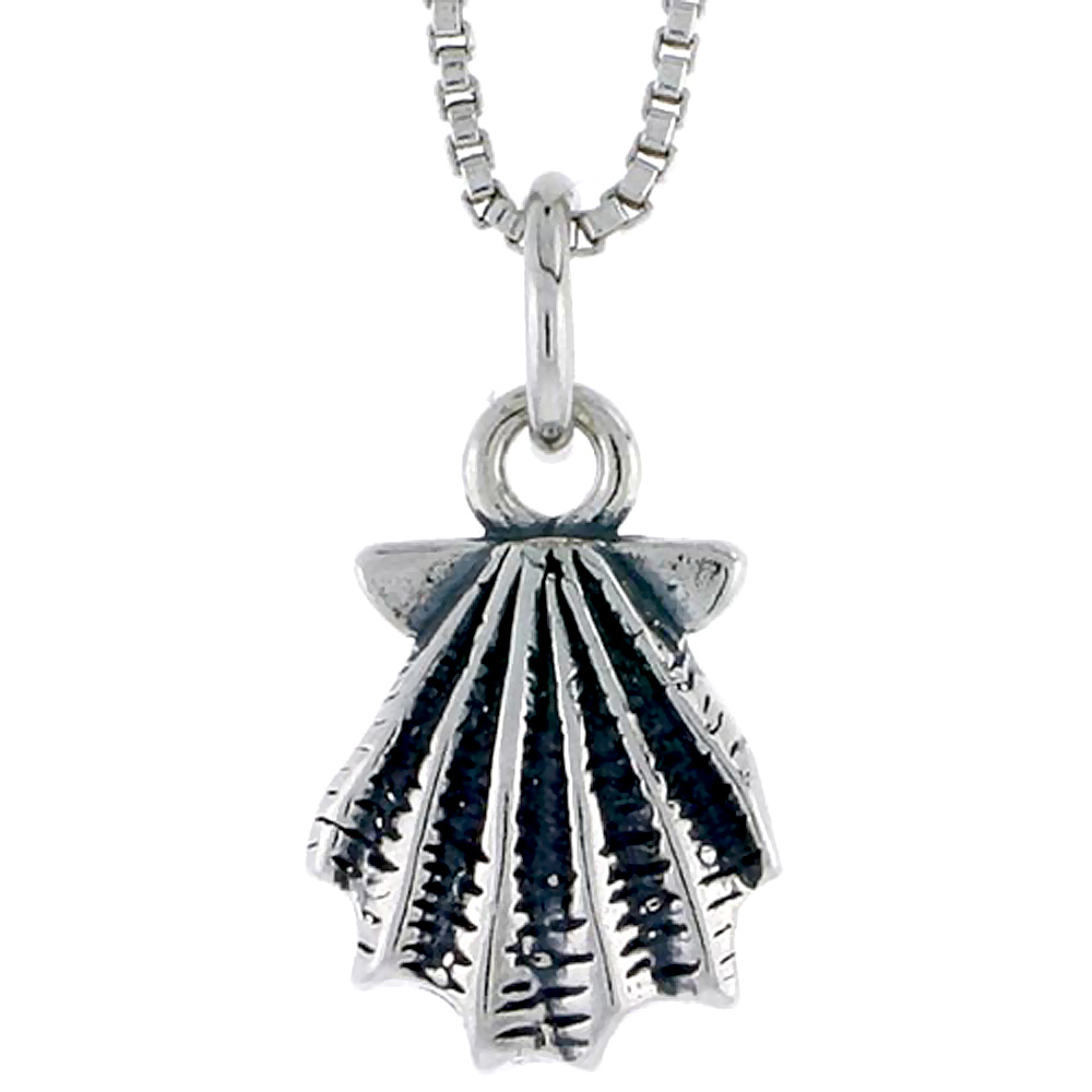 Sterling Silver Clam Shell Charm 1/2 inch tall