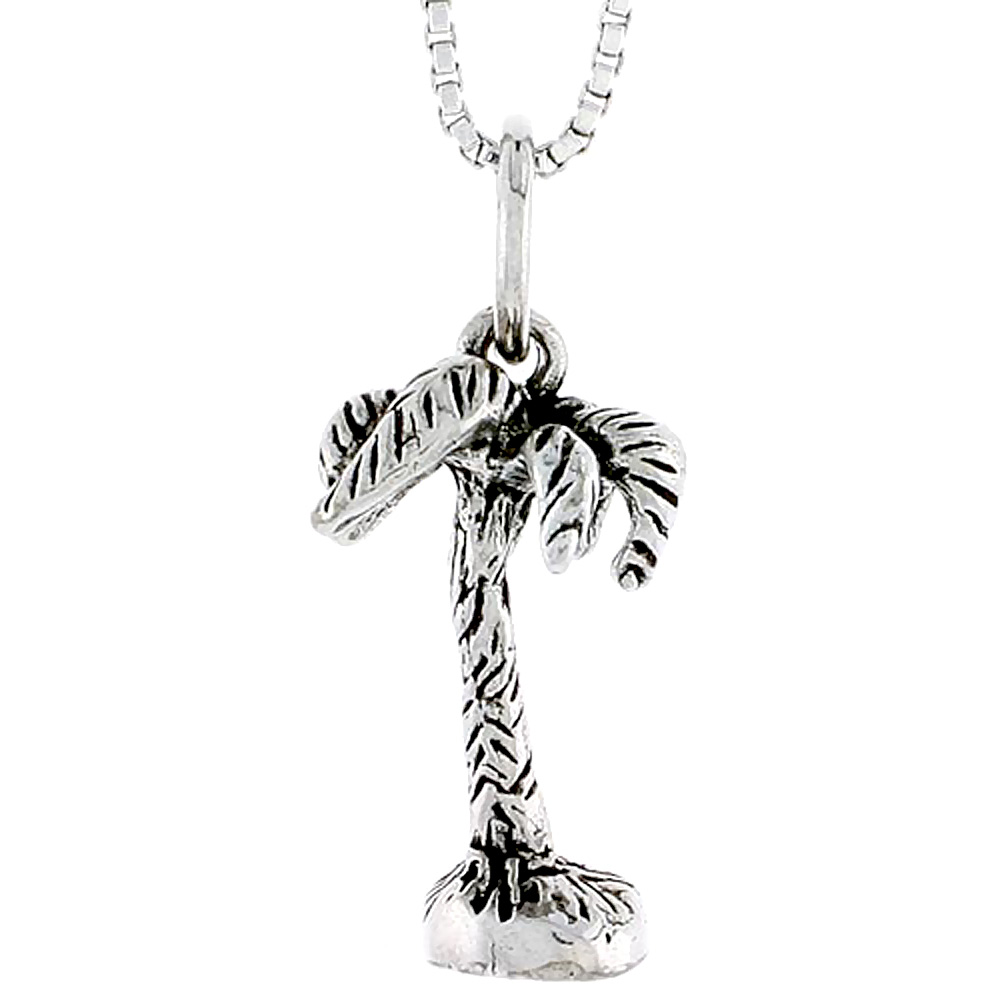 Sterling Silver Coconut Tree Charm 3/4 inch tall