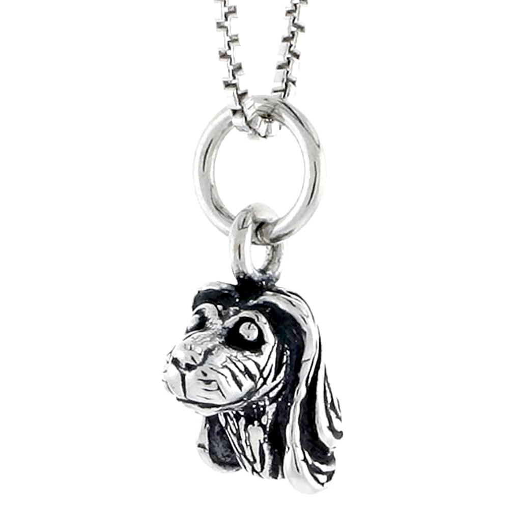 Sterling Silver Spaniel Dog Head Charm 3/8 inch tall
