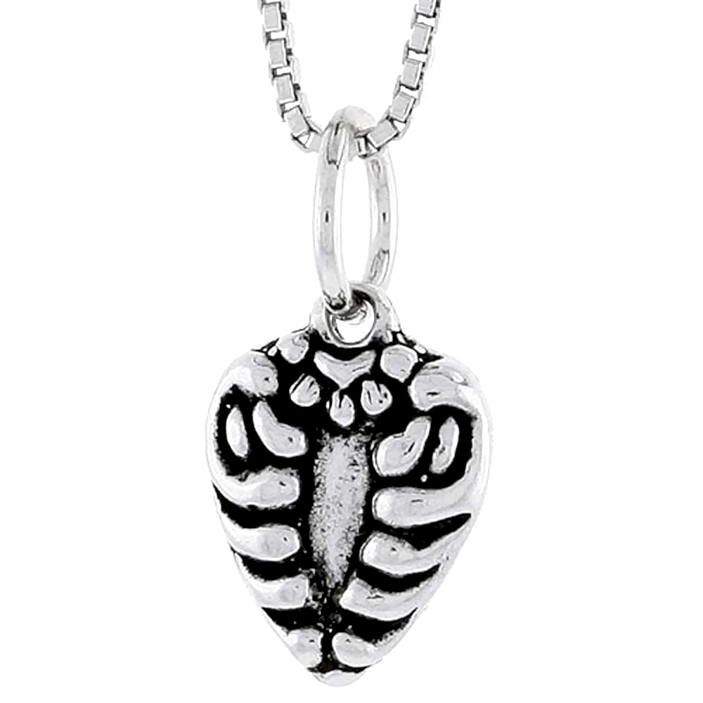 Sterling Silver Heart Charm 1/2 inch tall