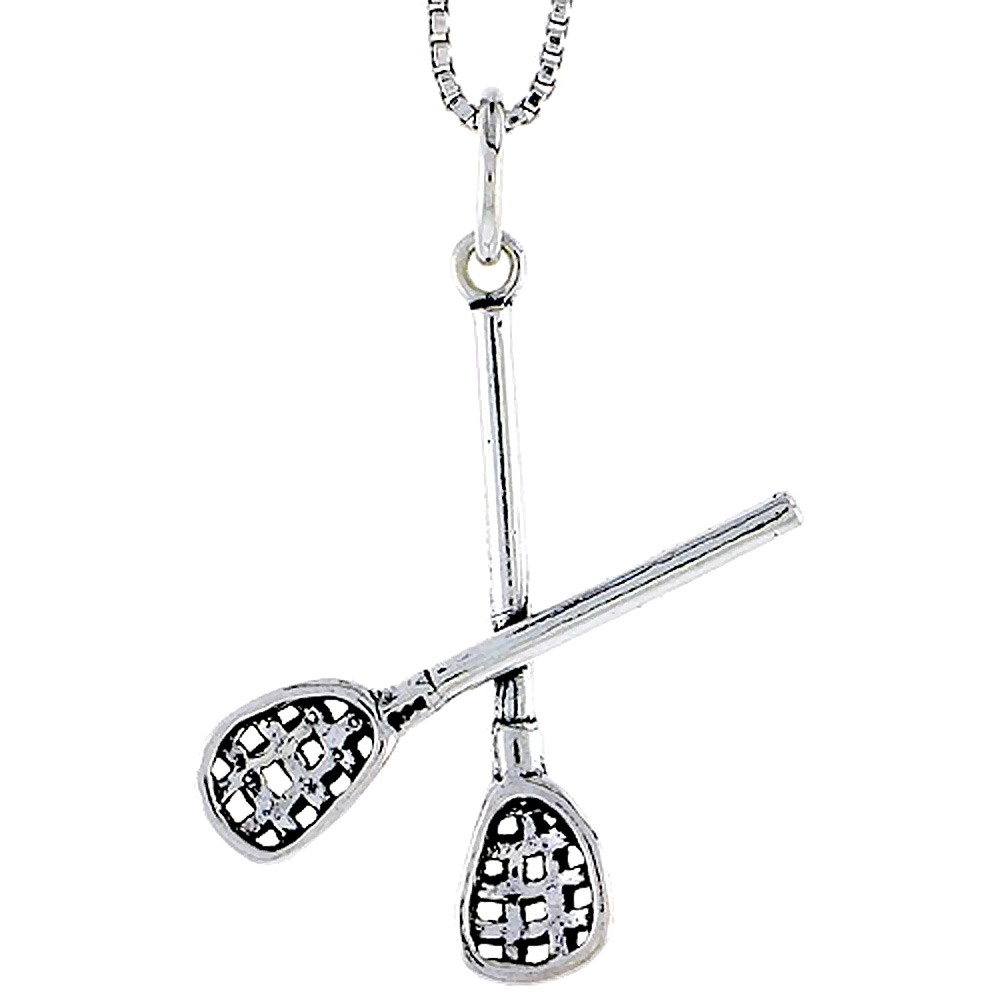Sterling Silver Lacrosse Stick Charm 1 1/16 inch tall