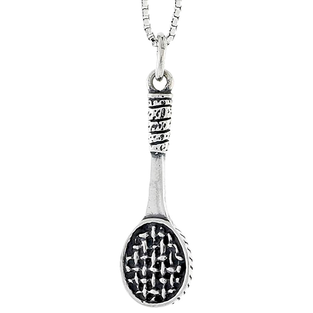 Sterling Silver Tennis Racket Charm 1 1/16 inch tall