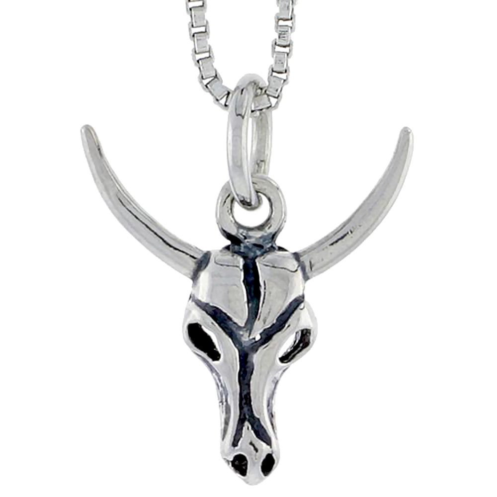 Sterling Silver Cow Skull Charm 5/8 inch tall