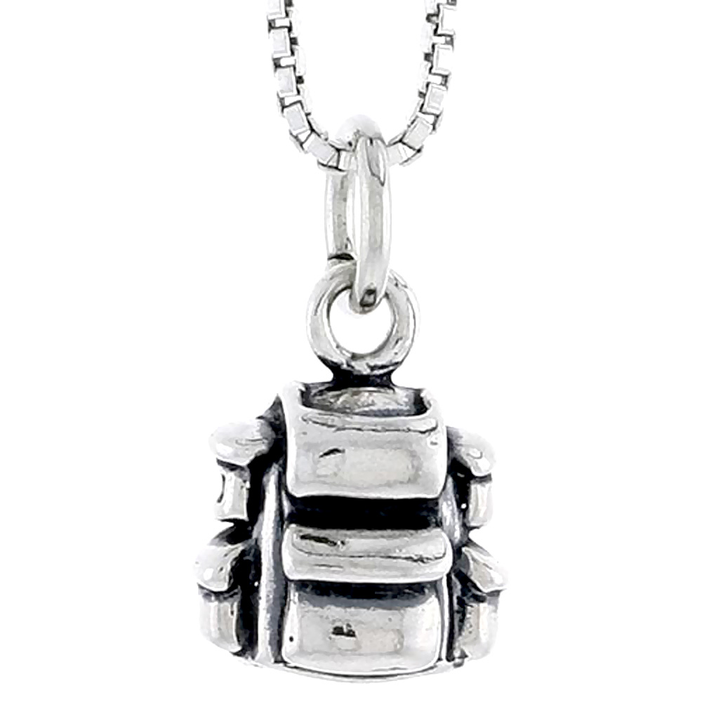 Sterling Silver Back Pack Charm 3/8 inch tall