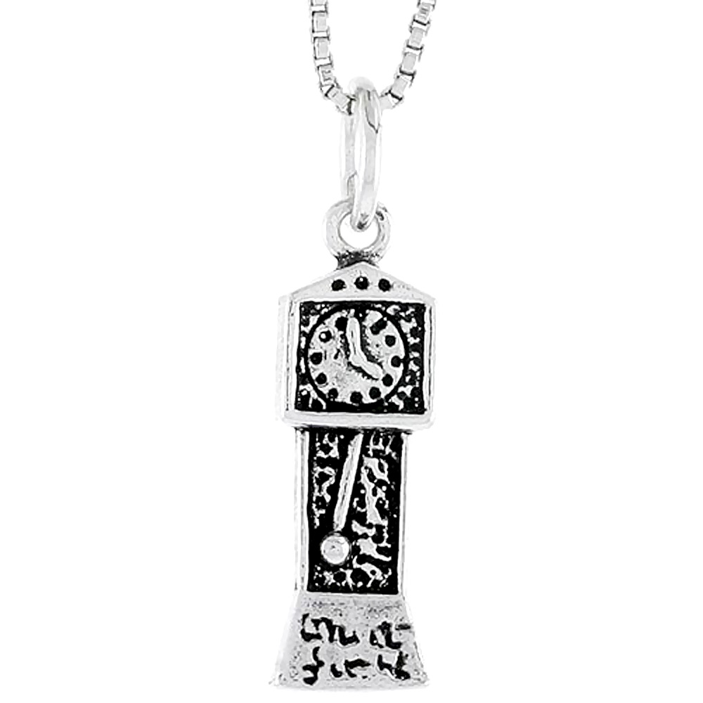 Sterling Silver Grandfather Clock Charm 3/4 inch tall