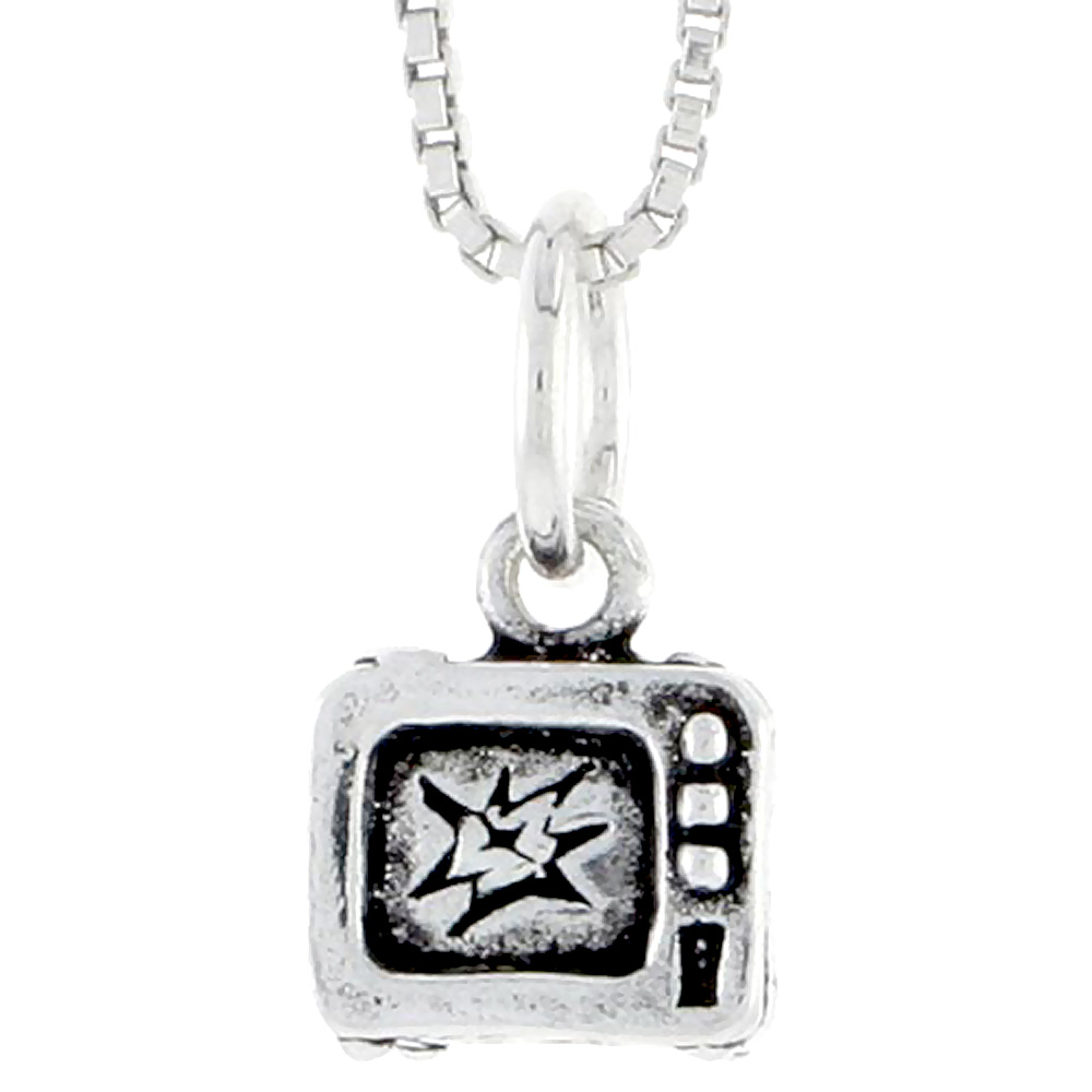 Sterling Silver Broken TV Set Charm 5/16 inch tall