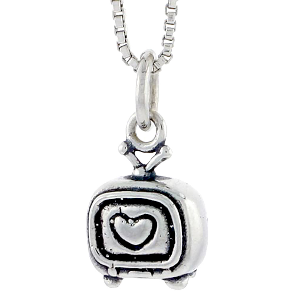 Sterling Silver Television Charm 5/16 inch tall