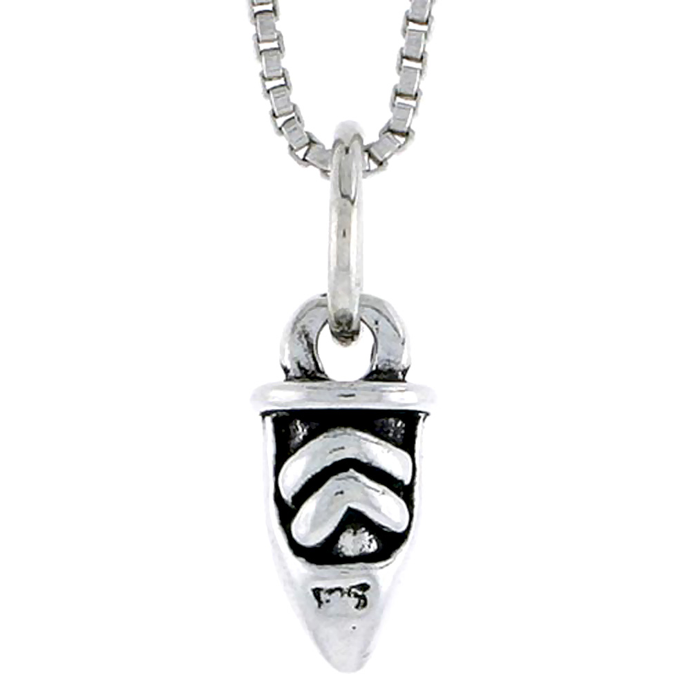 Sterling Silver Chevron Bullet Charm 3/8 inch tall